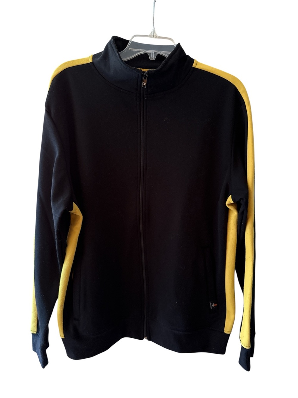 Men's Black Performance Jacket with Yellow Contrast Stripes